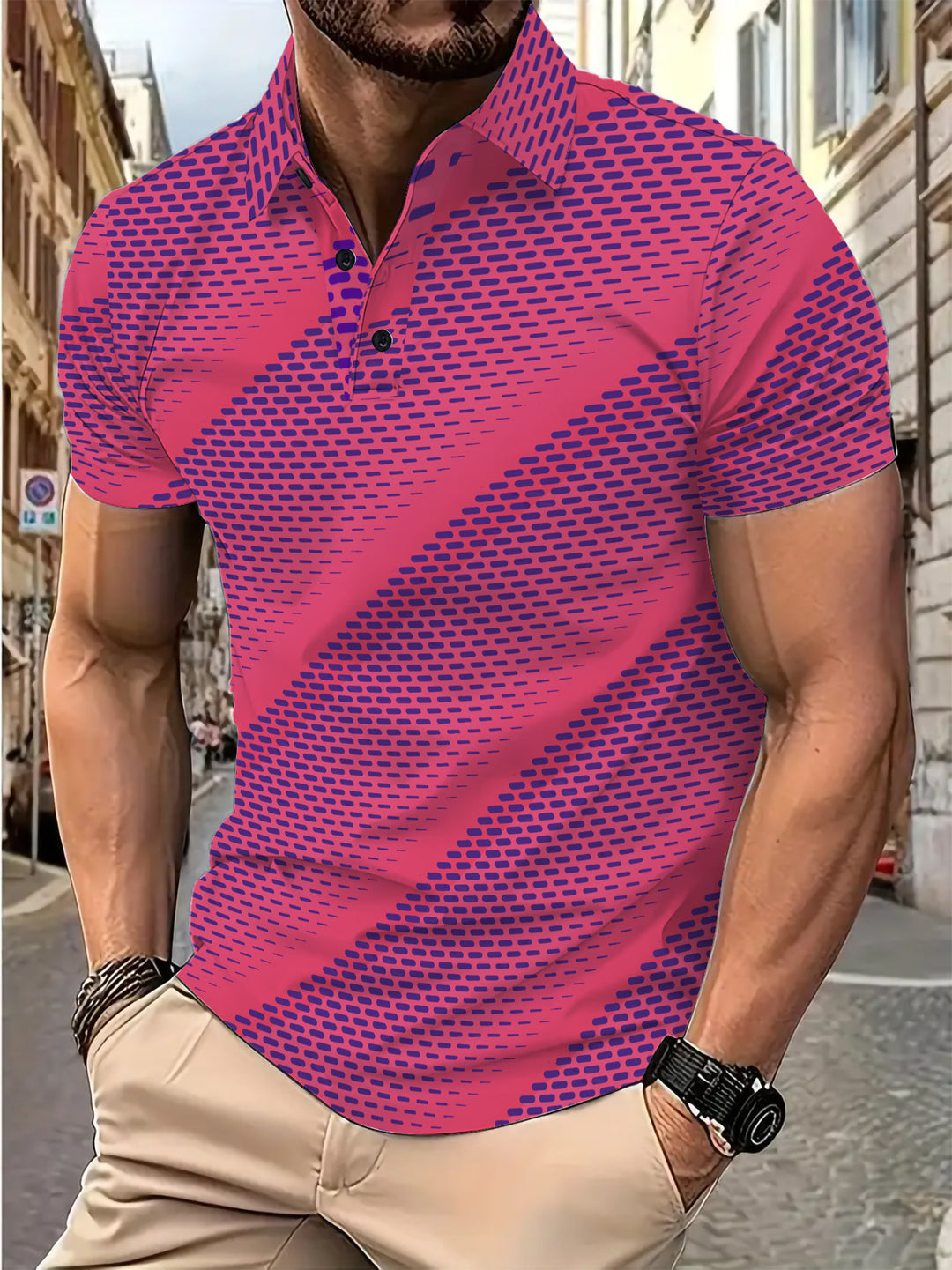 Herren Poloshirt mit grafischem Strukturdesign Echoarchiv