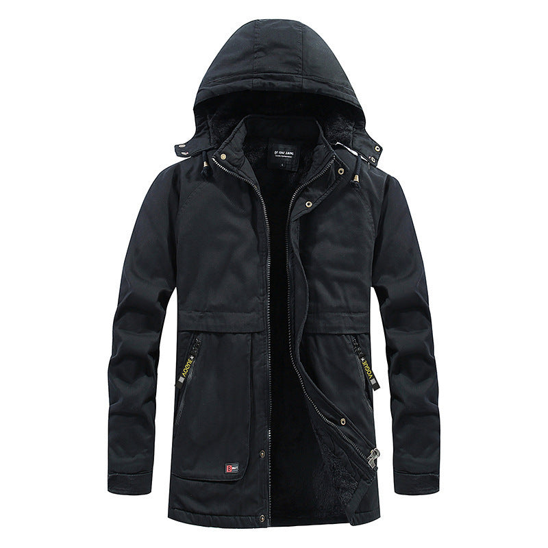 Herren Utility-Kapuzenparka aus Baumwoll-Canvas mit wärmender Teddyfutter-Innenlage und verdecktem Frontreißverschluss Echo Archiv