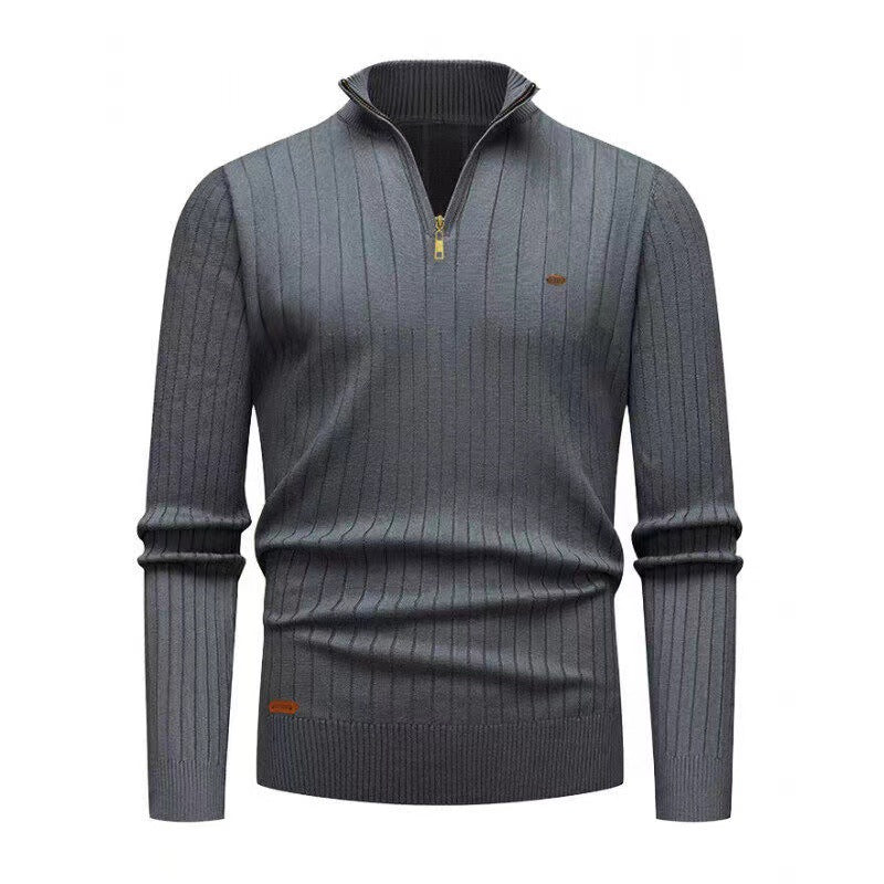 Herren Pullover mit modernem Reißverschluss und Rippenstruktur Echoarchiv