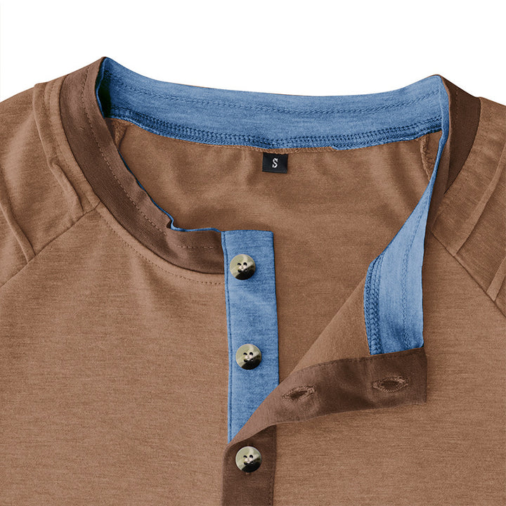 Herren Kurzarm-Henley-Shirt mit eleganter Knopfleiste und modischen Akzenten Echoarchiv