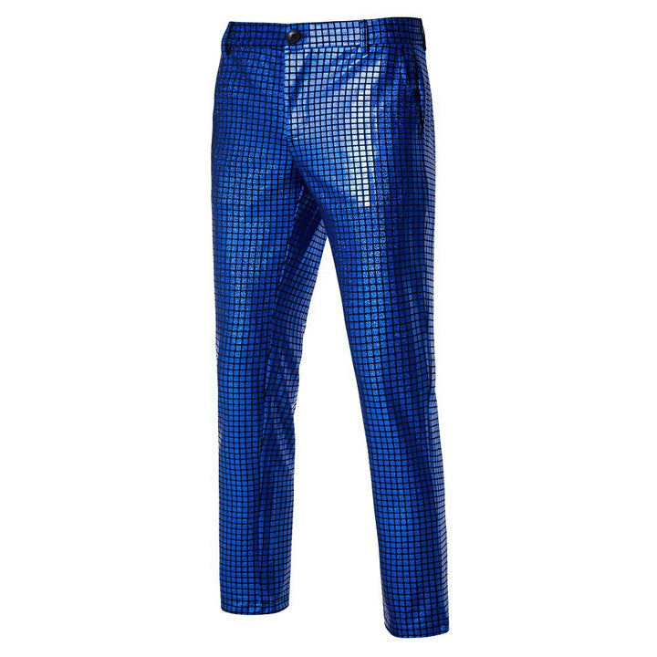Herren nan Slim-Fit Anzughose mit glänzender Paillettenoptik und feinem Karomuster Echo Archiv