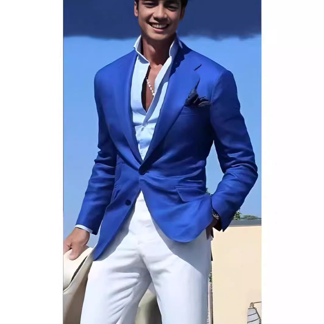 Herren eleganter Leinenblazer mit schmalem Schnitt Echoarchiv