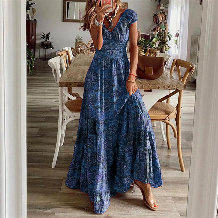 Damen Maxikleid mit Boho-Design und schwingendem Abschluss Echoarchiv