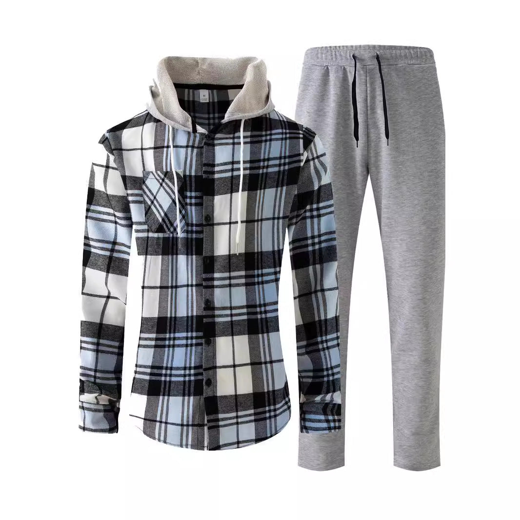 Herren Jumpsuit mit stilvollem Karomuster und kuscheligem Kragen Echoarchiv
