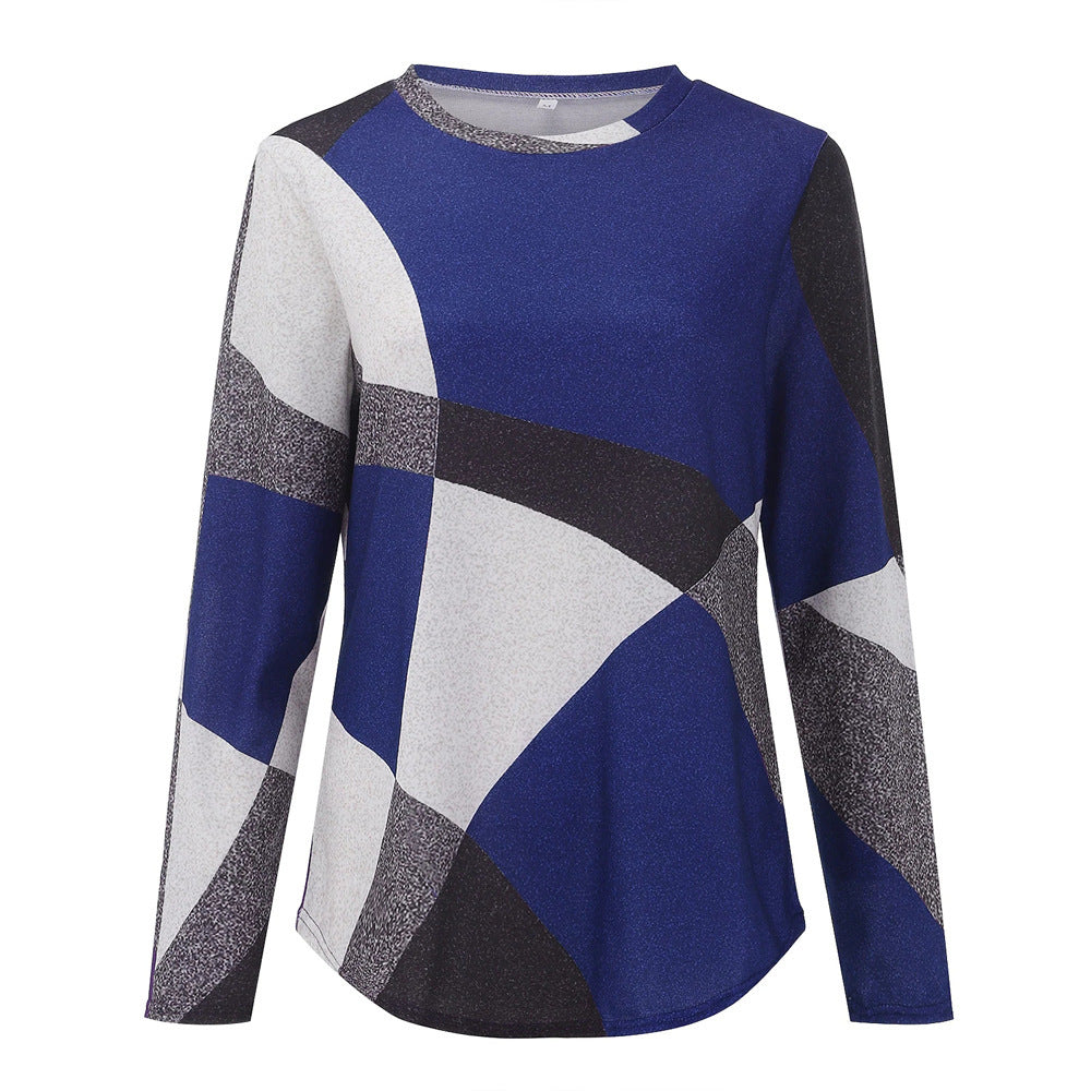 Damen nan Langarmshirt mit grafischem Print, Rundhalsausschnitt und geschwungenem Saum Echo Archiv