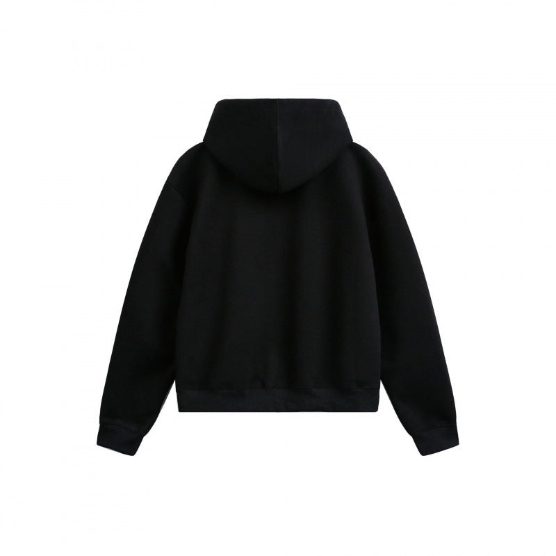 Damen Boxy-Kapuzen-Sweatjacke mit durchgehendem Reißverschluss, kariert gefütterter Kapuze und Kängurutaschen Echo Archiv
