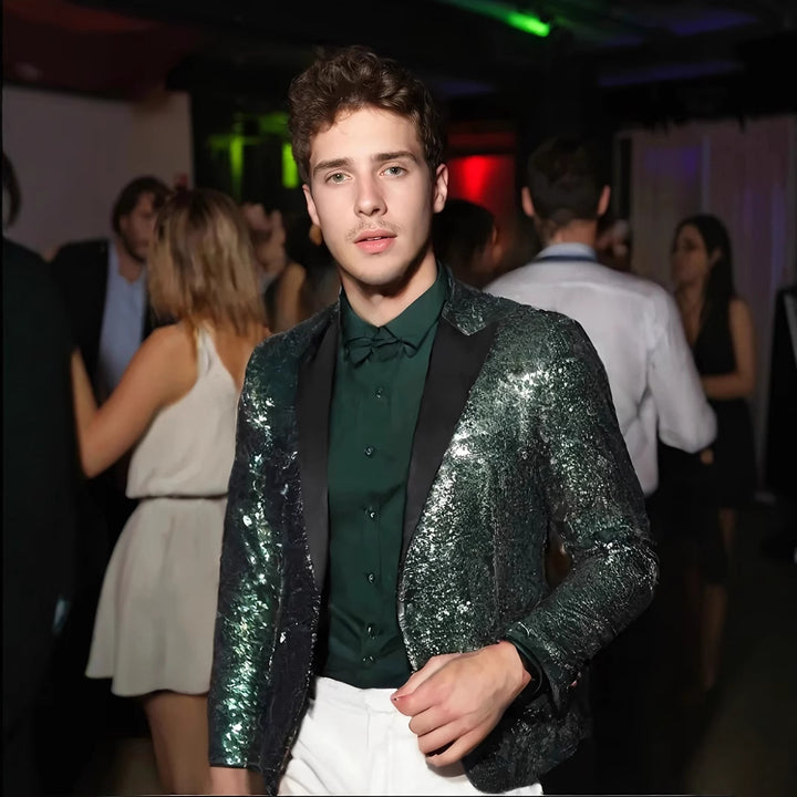 Herren Glamouröser Paillettenblazer Echoarchiv