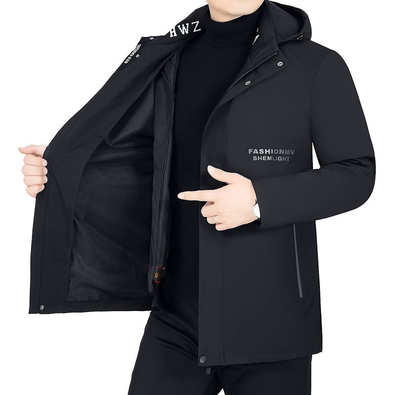 Herren Moderner Urbaner Parka mit fester Kapuze, nahtverdeckten Reißverschlüssen und leichtem Thermofutter – Taviero
