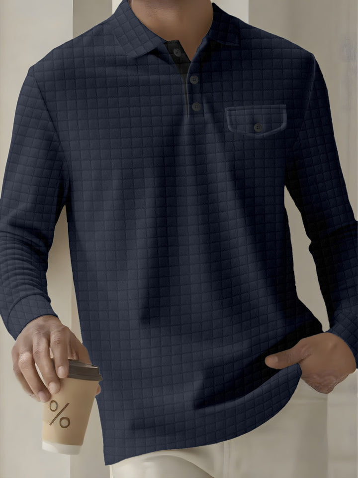 Herren Langarm Poloshirt mit strukturiertem Design Echoarchiv