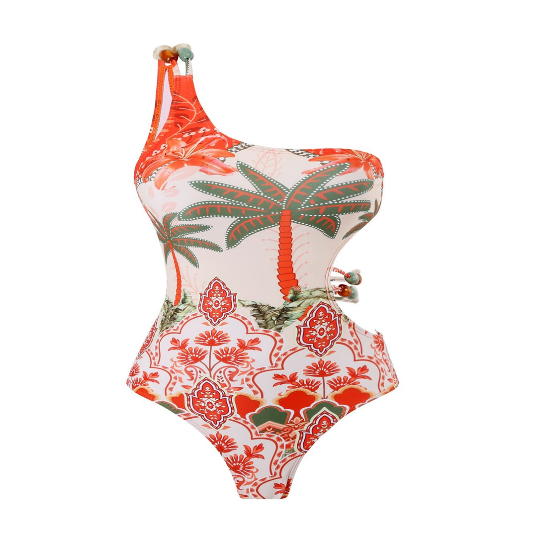 Damen Einteiler Badeanzug mit modischem Cut-Out und passendem Strandrock Echo Archiv