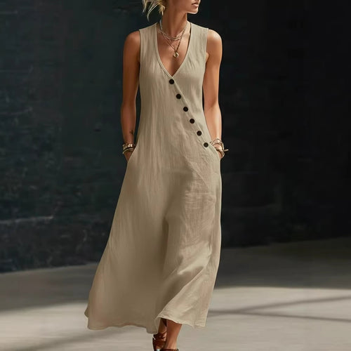 Damen Langarmkleid mit seitlichem Schlitz und Knopfdetails Echo Archiv