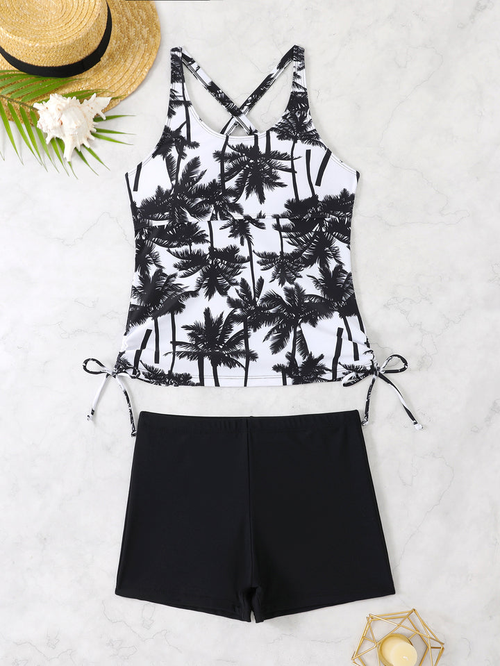 Damen Sportliches Tankini-Set mit floralem Design und verstellbaren Bündchen Echo Archiv