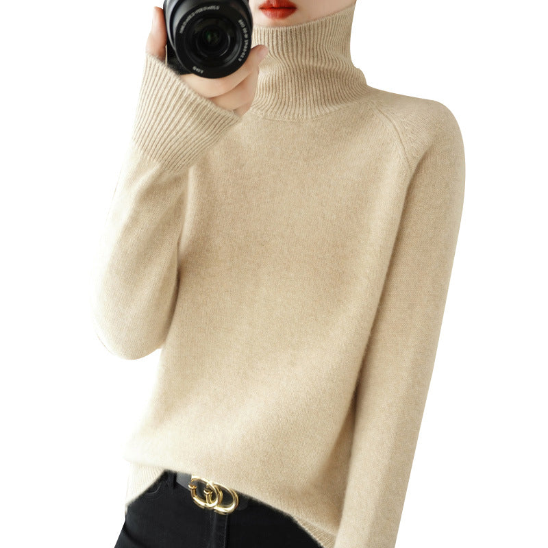 Damen Luxus-Feinstrick-Rollkragenpullover mit Daumenlochbündchen und femininer Schulterpasse Echoarchiv