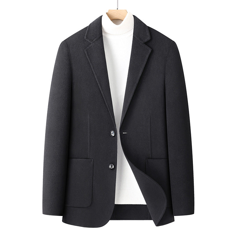 Herren Fischgrät-Wollblazer mit Reverskragen und aufgesetzten Taschen Echoarchiv