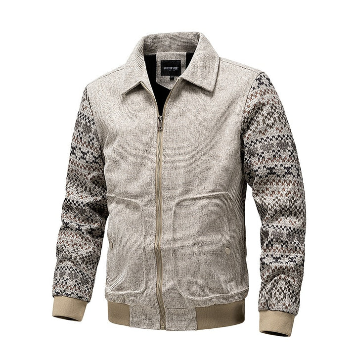 Herren Strick-Blousonjacke mit Reißverschluss, geripptem Saum & Norwegerärmeln Echoarchiv