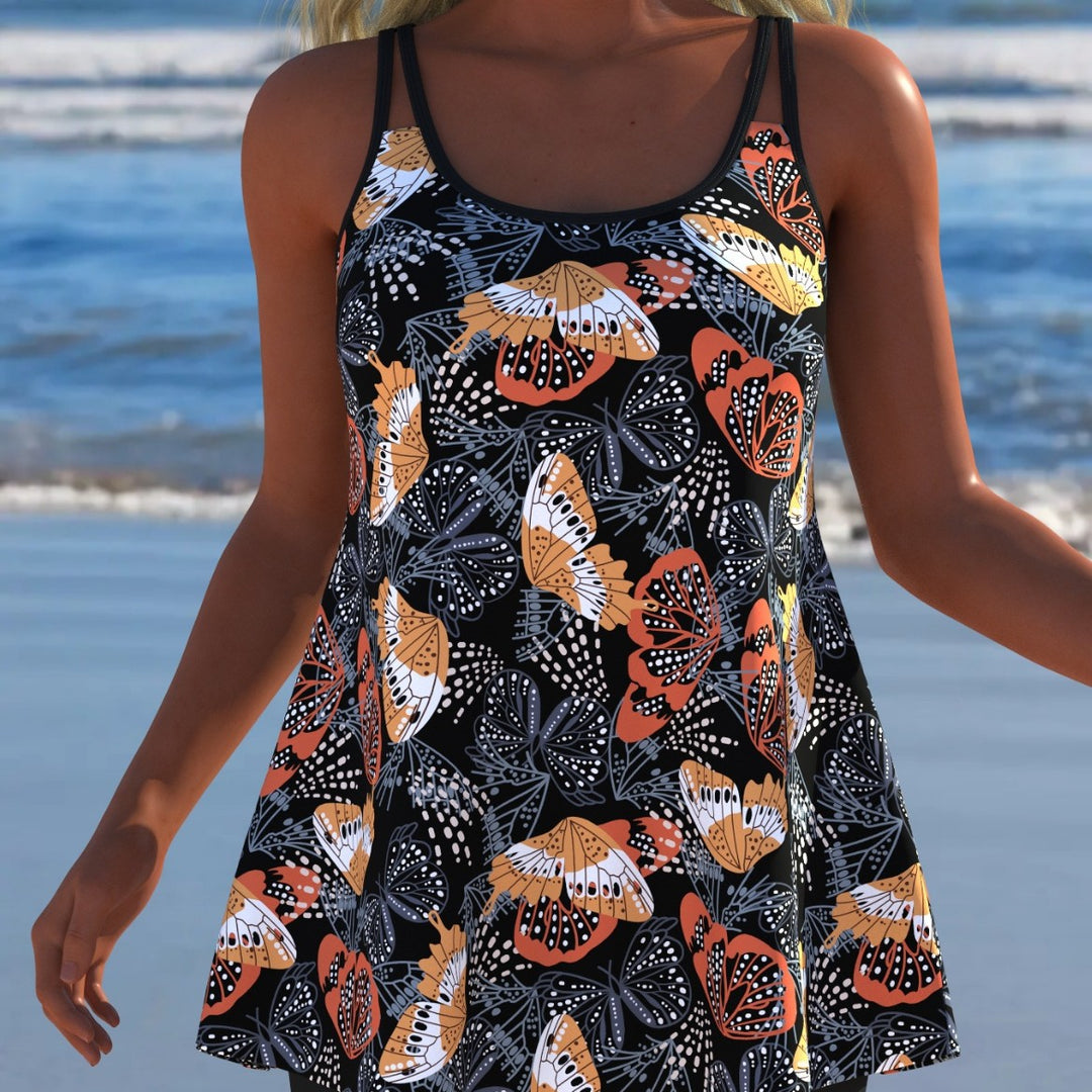 Damen Schwimmanzug mit modischem A-Linien-Schnitt und floralem Design Echo Archiv