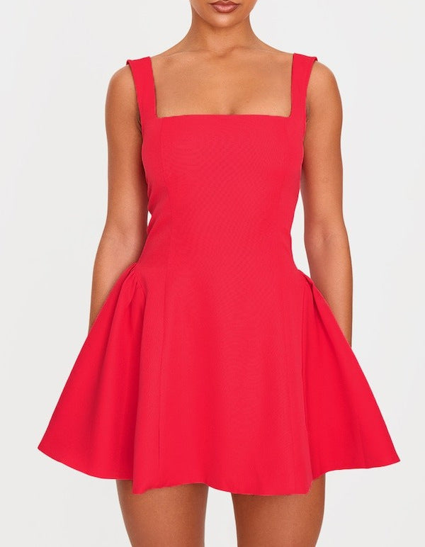 Damen A-Linien Kleid mit quadratischem Ausschnitt und angeschnittenen Taschen Echo Archiv