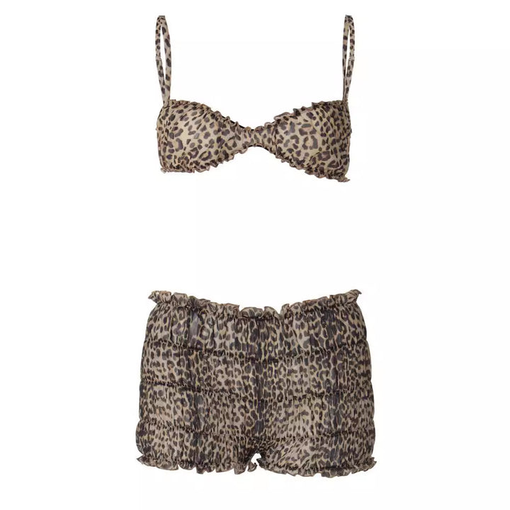 Damen Leo-Muster Bikini Set mit Rüschendetails Echo Archiv