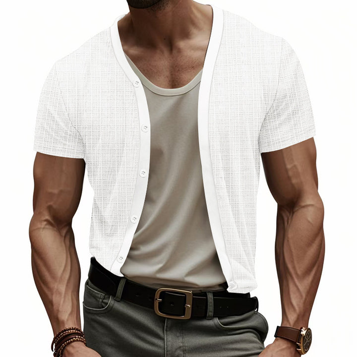 Herren kurzärmliges Cardigan Hemd Echoarchiv