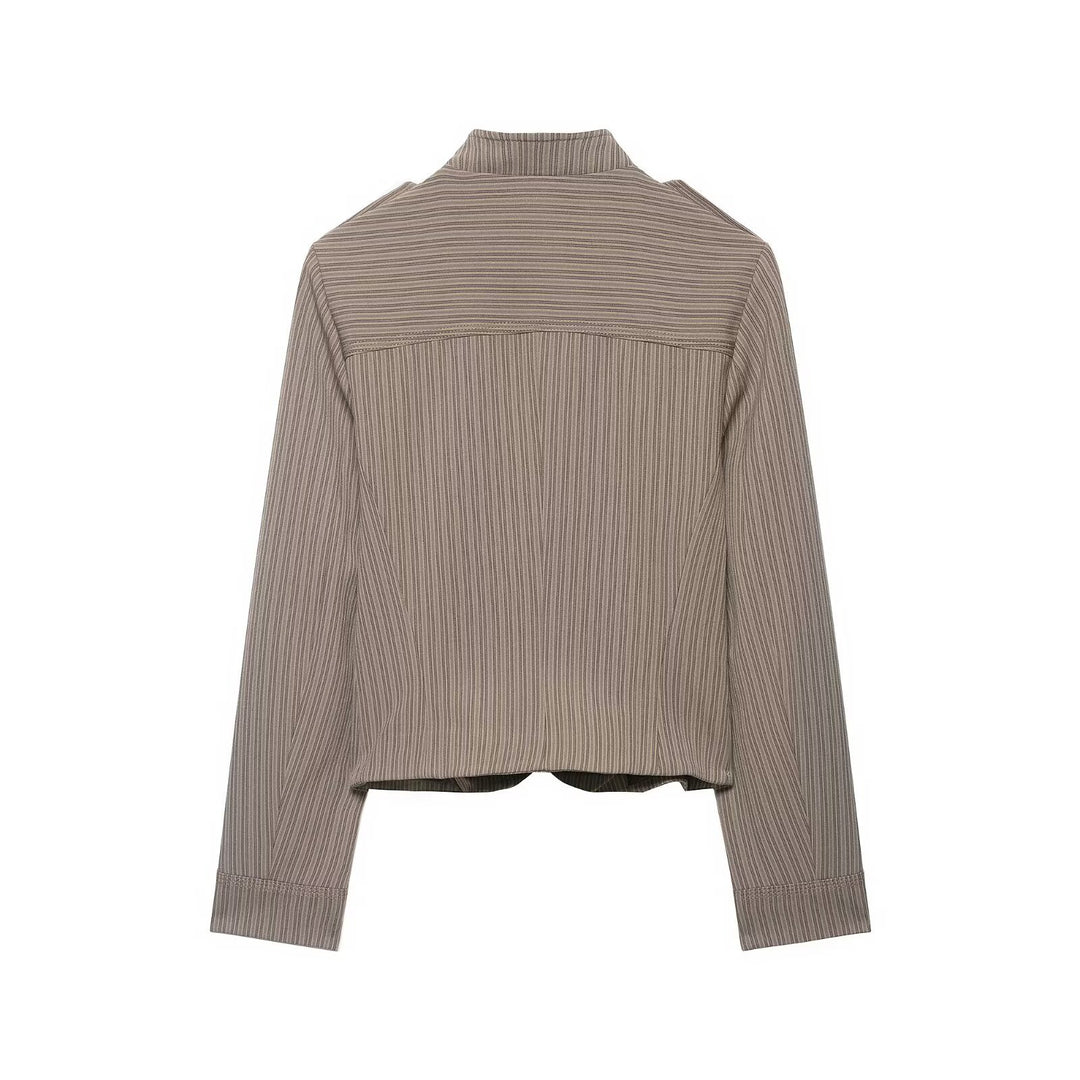Damen Kurzjacke im Military-Stil mit Stehkragen, Zierknopfleiste und feinem Nadelstreifen Echo Archiv