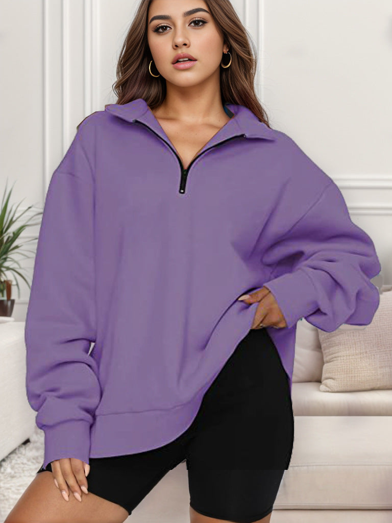 Damen nan übergroßes Sweatshirt mit Halbreißverschluss und Stehkragen Echo Archiv