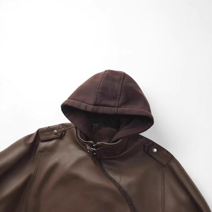 Herren Kunstlederjacke mit Kapuze Echo Archiv
