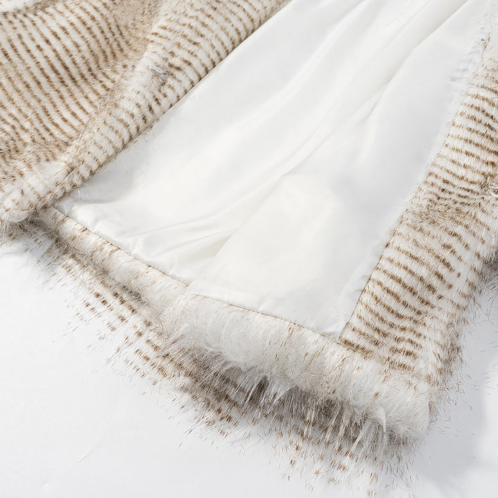 Damen Kurze Kunstfelljacke mit voluminösen Ärmeln und Rundhalsausschnitt Echoarchiv