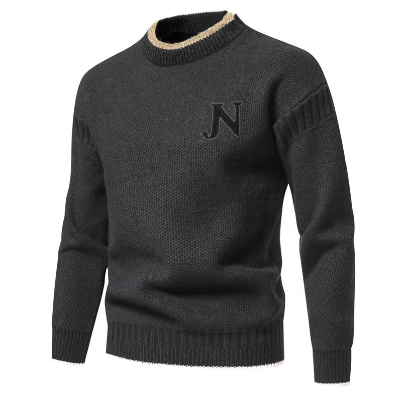Herren Strukturierter Strickpullover mit Rundhalsausschnitt Echoarchiv