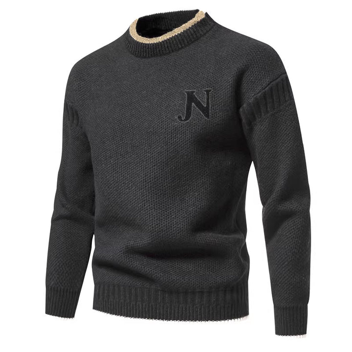 Herren Strukturierter Strickpullover mit Rundhalsausschnitt Echoarchiv