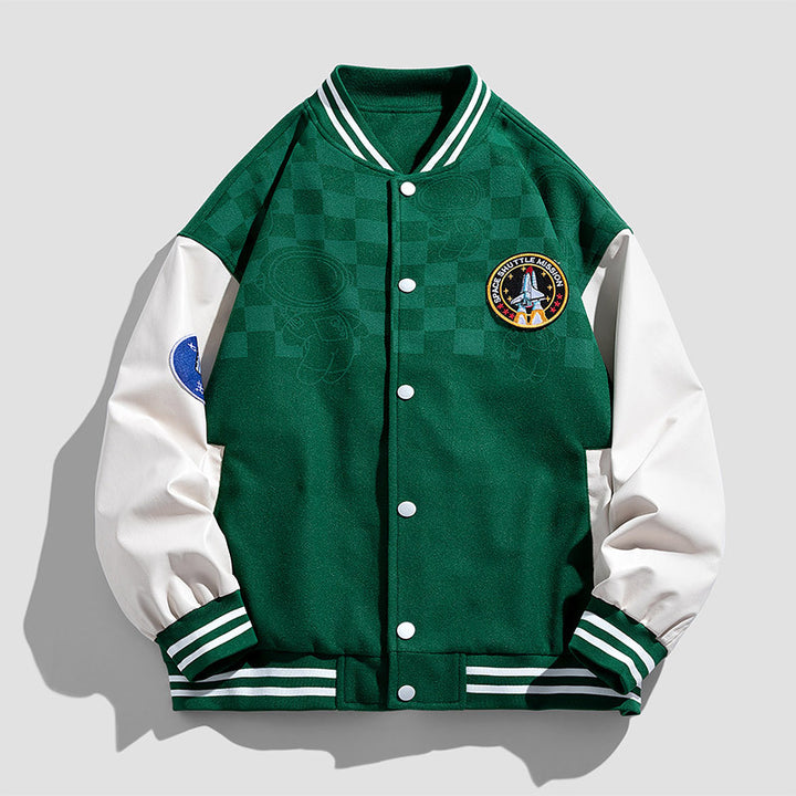 Herren Modische Collegejacke mit grafischen Applikationen Echo Archiv