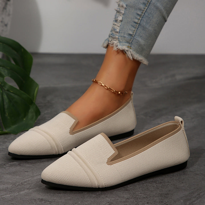 Damen  elegante flache Slipper-Loafer mit spitzer Zehenpartie Strickoptik und gepolsterter Innensohle Echo Archiv