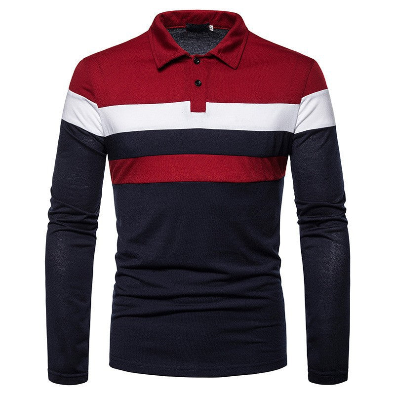 Herren Langarm-Polohemd mit modischem Blockstreifen-Design und klassischem Kragen Echoarchiv