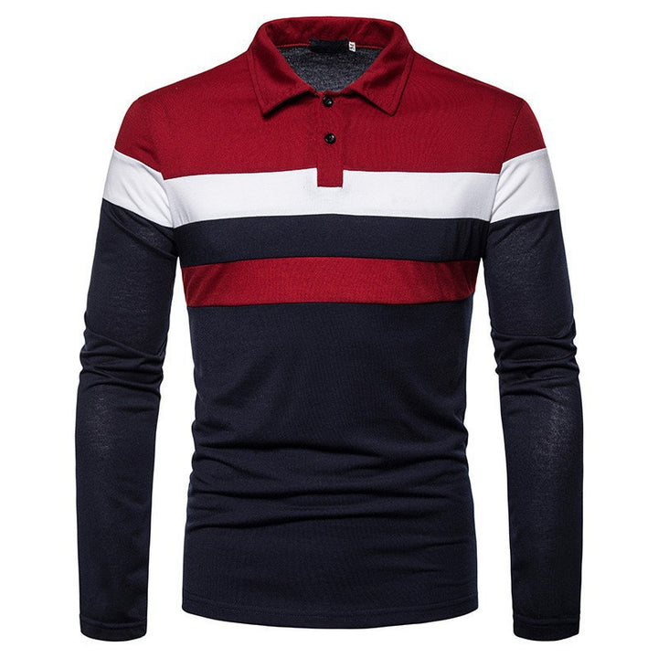 Herren Langarm-Polohemd mit modischem Blockstreifen-Design und klassischem Kragen Echoarchiv