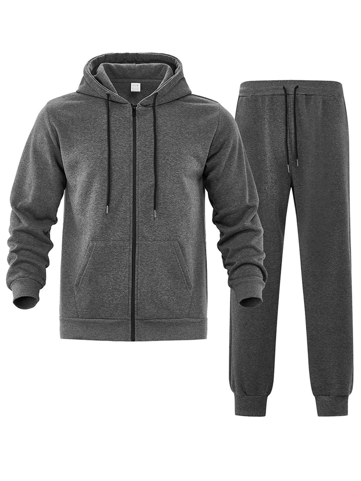 Herren zweiteiliges Jogginganzug-Set mit durchgehendem Reißverschluss Kapuzenjacke und taillierter Jogginghose – Marzano
