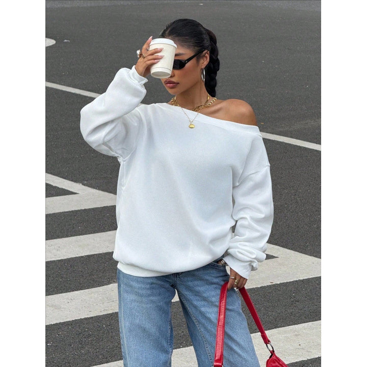 Damen Oversize Off-Shoulder Sweatshirt mit weitem Schnitt und schrägem Ausschnitt Echoarchiv