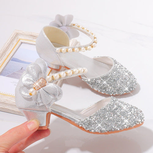 Damen Elegante und funkelnde Mittelabsatzschuhe mit Perlen- und Schleifendetails Echo Archiv