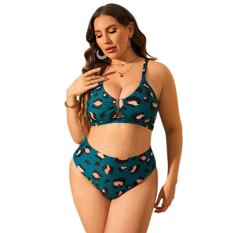 Damen Hochtailliertes Bikini-Set mit modischem Leoprint Echo Archiv