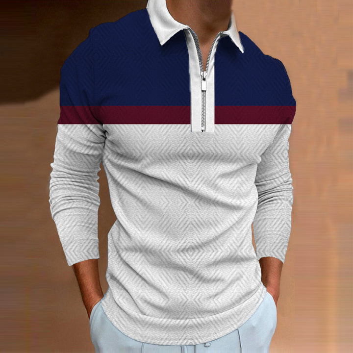 Herren Langarm Poloshirt mit sportlichem Reißverschluss und modernen Akzenten Echoarchiv
