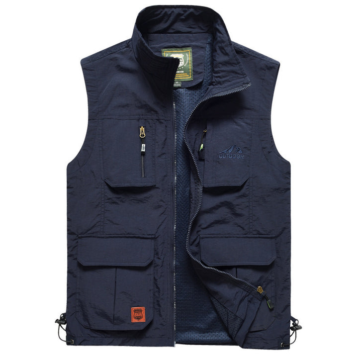 Herren Outdoor-Utility-Weste mit Mehrfach-Taschen, Reißverschluss und Mesh-Futter Echoarchiv