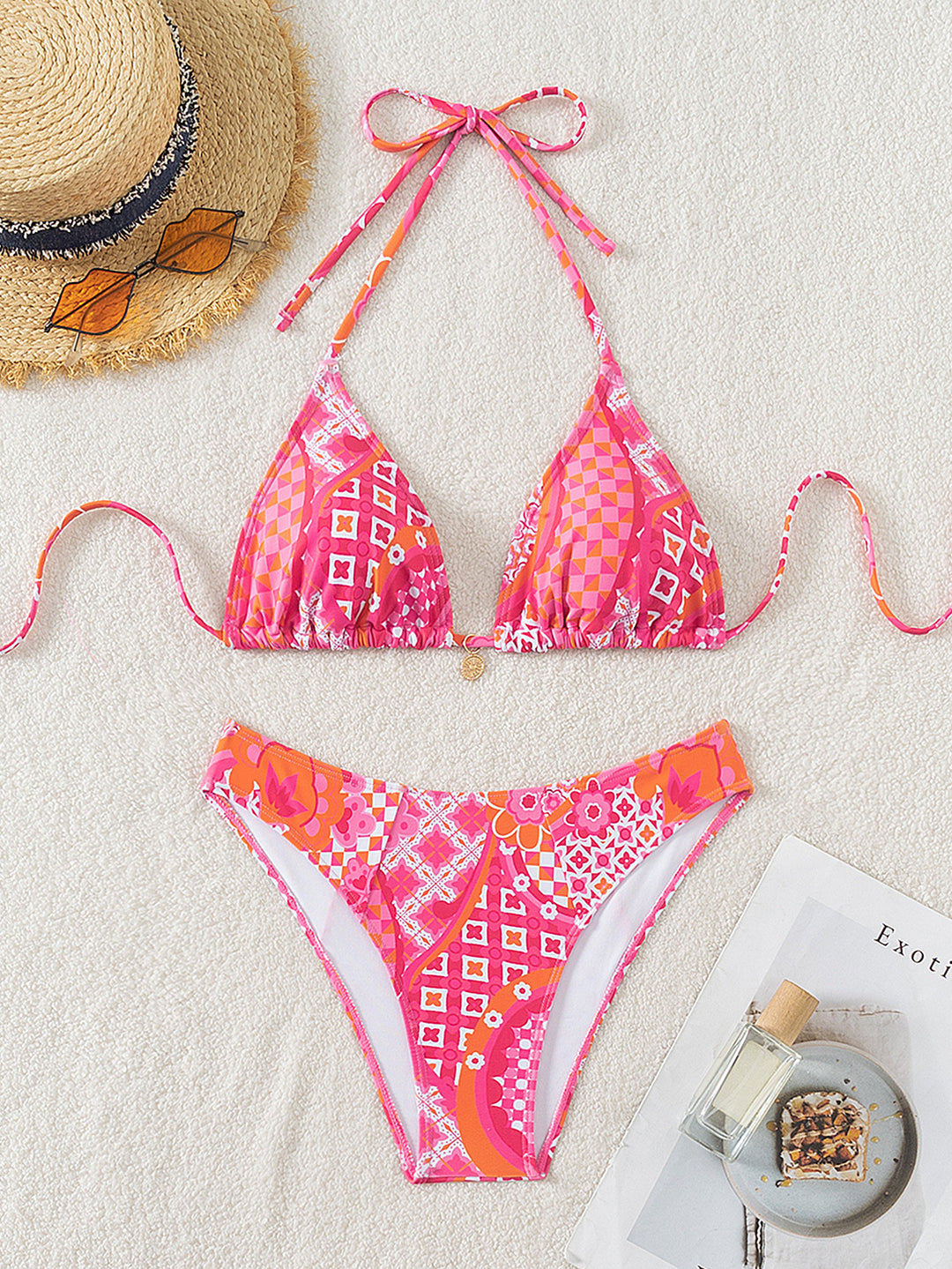 Damen Triangel-Bikini mit einzigartigem Mosaik-Muster und verstellbaren Bindebändern Echo Archiv