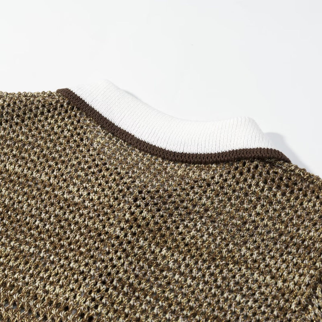 Damen Polo-Shirt mit dekorativem Strickmuster und klassischem Kragen Echo Archiv