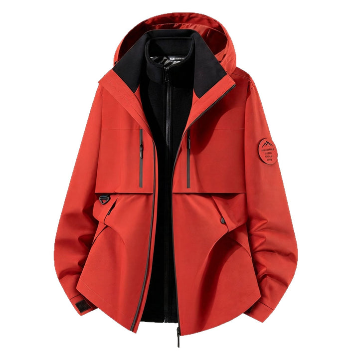 Herren dreilagige Softshell-Outdoorjacke mit herausnehmbarem Fleecefutter und Kapuze Echoarchiv