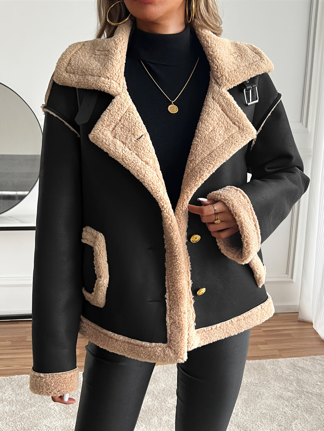 Damen Modische Teddyfelljacke – Célinea