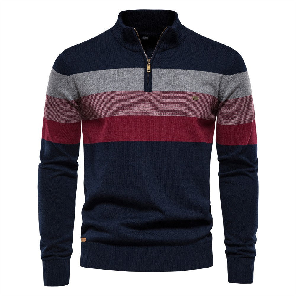 Herren Sweatpullover mit modernem Kurzreißverschluss und stilvollen Farbblockstreifen Echoarchiv