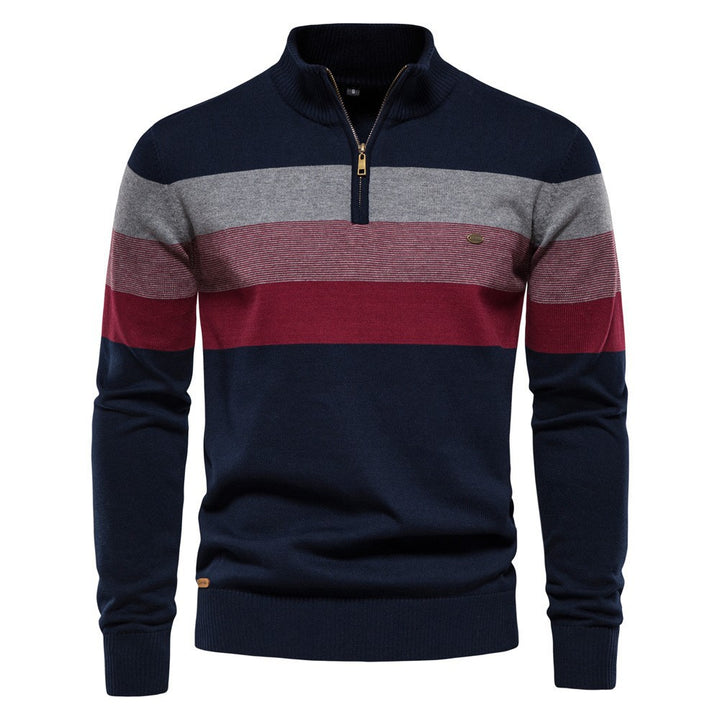 Herren Sweatpullover mit modernem Kurzreißverschluss und stilvollen Farbblockstreifen Echoarchiv