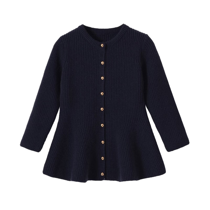 Damen Strickcardigan mit taillierter Schößchen‑Silhouette und goldenen Zierknöpfen Echo Archiv