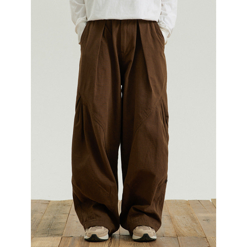 Herren Weite Baggy-Cargo-Hose mit Faltendetails und elastischem Bund Echoarchiv