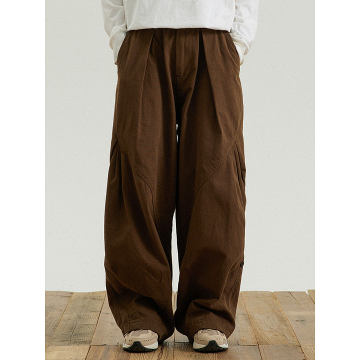 Herren Weite Baggy-Cargo-Hose mit Faltendetails und elastischem Bund Echoarchiv