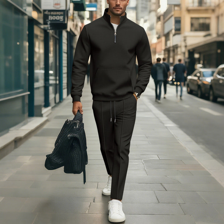 Herren Hochwertiger Stehkragen Pullover mit Zipper Echoarchiv