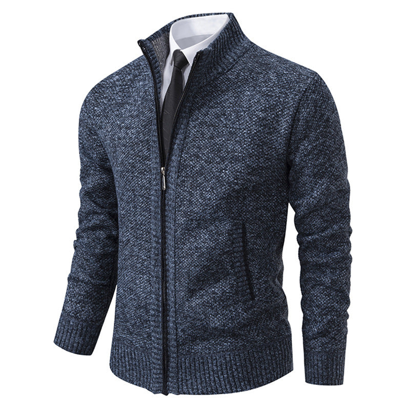 Herren nan gehobene Strickjacke mit Stehkragen und durchgehendem Reißverschluss, thermisch isolierend und tailliert geschnitten Echo Archiv